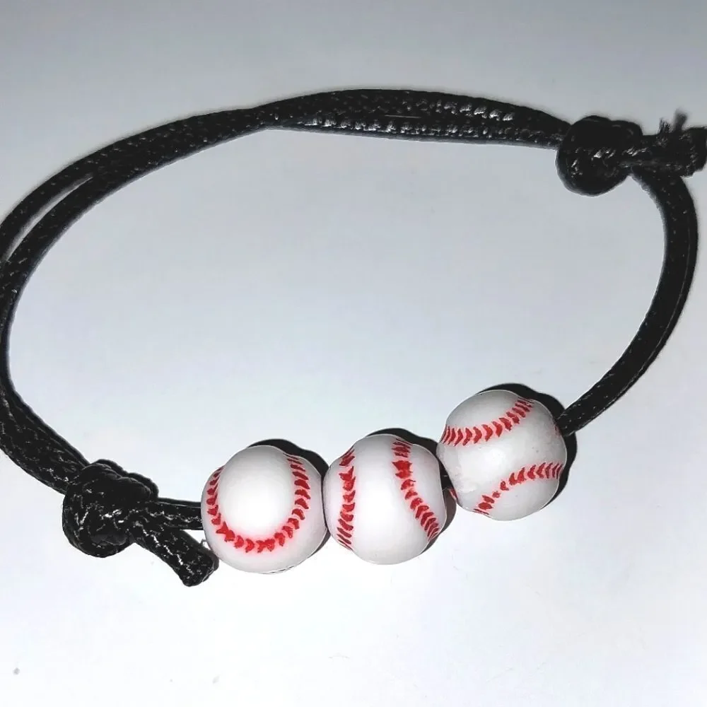 Unisex kids baseball adjustable charm bracelet